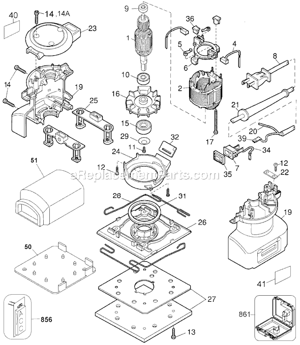 Page A Diagram and Parts List for 2714 Type 2 Black and Decker Orbital or Palm Sander